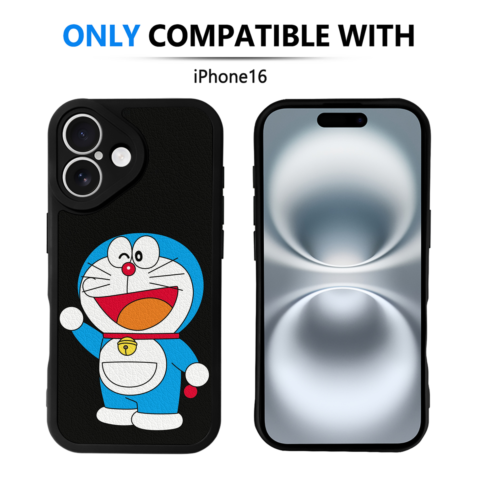 （画像用） ドラえもん Doraemon 【iPhone 16シリーズ対応】シリコンスマホケース（レザー調） 材質：シリコン